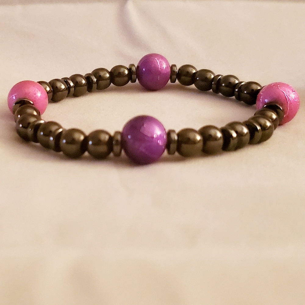 Pink and Gray Bracelet